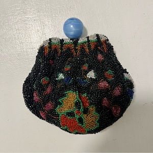 Vintage Beaded Purse Clutch Coin Purse Ball Closure Unique Gift